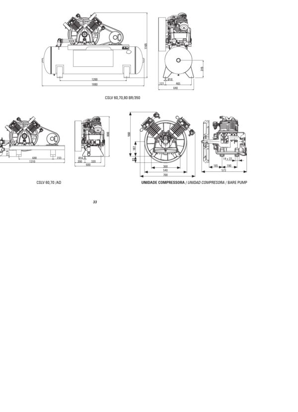 Schulz l-series 20hp 120-gallon-208-230 volts only 3 phase two-stage 80cfm 20120hlv80br - Image 2