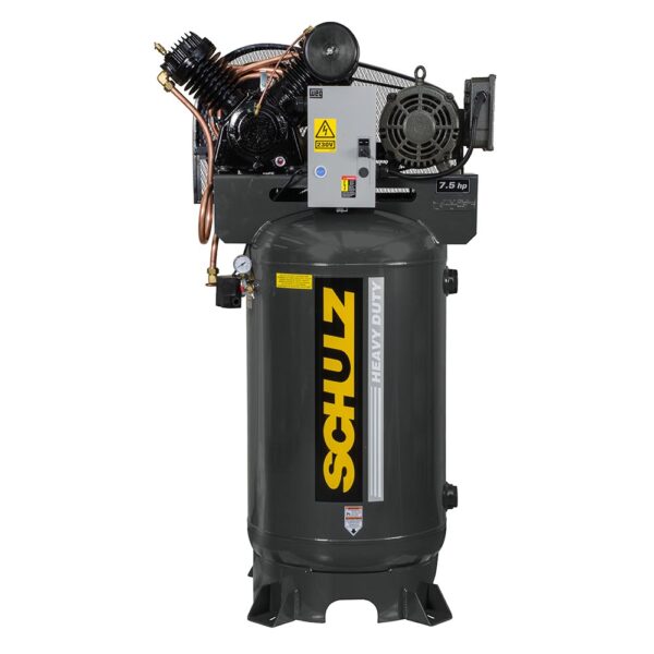 Schulz v-series three phase 7.5hp 80-gallon-30 cfm - 230/460 volts- two-stage air compressor 7580vv30x-3 vertical