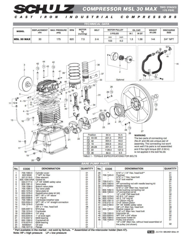 Schulz l-series 7.5-hp 80-gallon -30 cfm -single phase - 230 volts 1 ph two-stage air compressor 7580vl30x -1 - Image 4