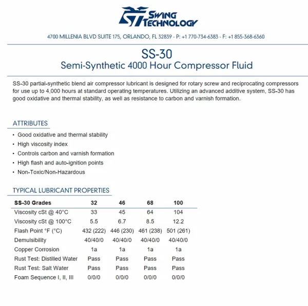 PISTON AIR COMPRESSOR OIL SS- 30 SEMI-SYNTHETIC- 12 QT CASE - Image 2